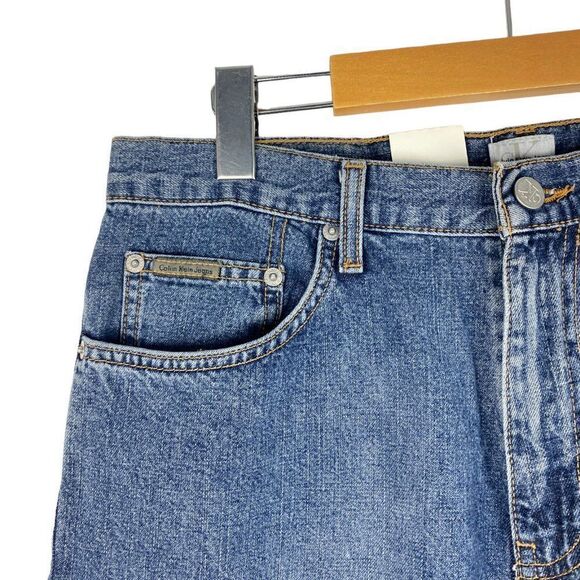 CALVIN KLEIN CK Men's Vintage Blue 12 OZ Denim Straight Leg Jeans US 32 X 29.75 - Picture 3 of 11